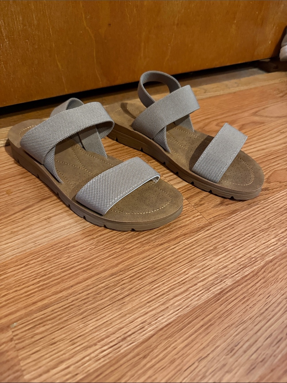 Gray Elastic Strap Sandals - Unbranded